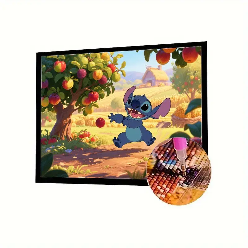 

1 шт. Disney Lilo & Stitch Playful Stitch в Apple Orchard 5D полный дрель комплект алмазной живописи, сделай сам мультяшный персонаж со стразами Em