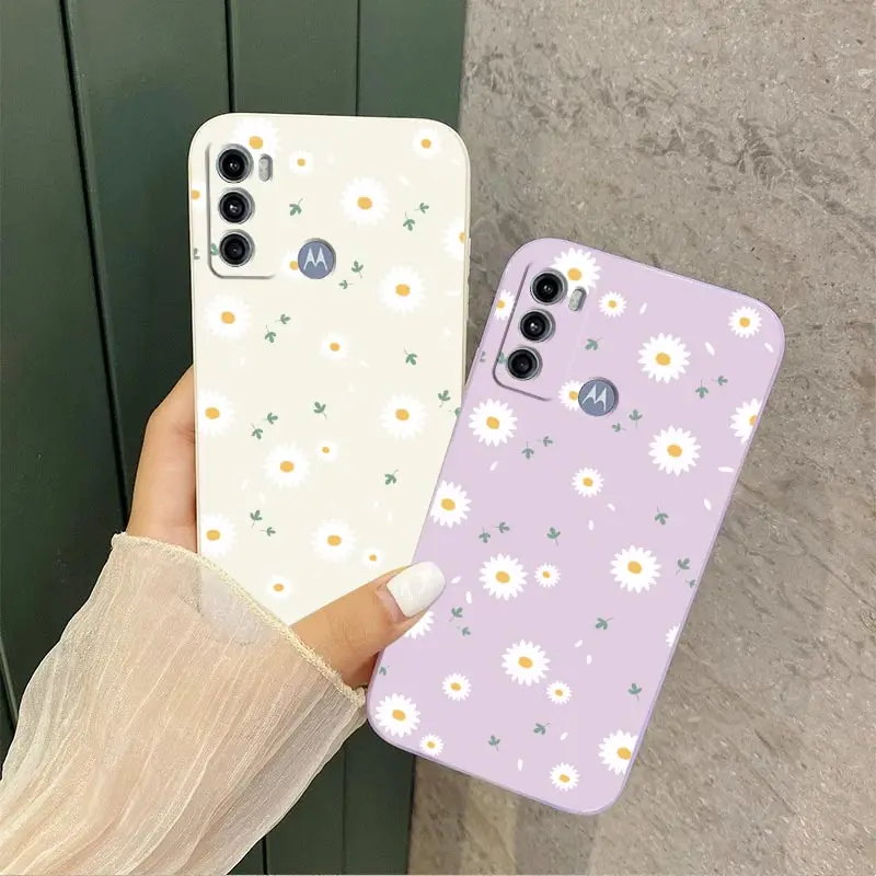 G60 Deciduous Daisies Silicone Phone Case For Motorola Moto G60 G62 G60S G40F G54 G52 G42 G72 G84 G34 G24 G14 G13 G100 G82 Cover