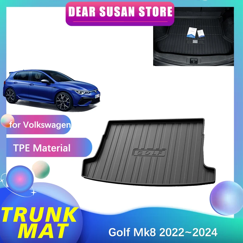 Special Mat for Volkswagen VW Golf Mk8 GTE GTD GTI R 2022~2024 Waterproof Floor Pad Rear Trunk Space Decoration Tray Accessorie