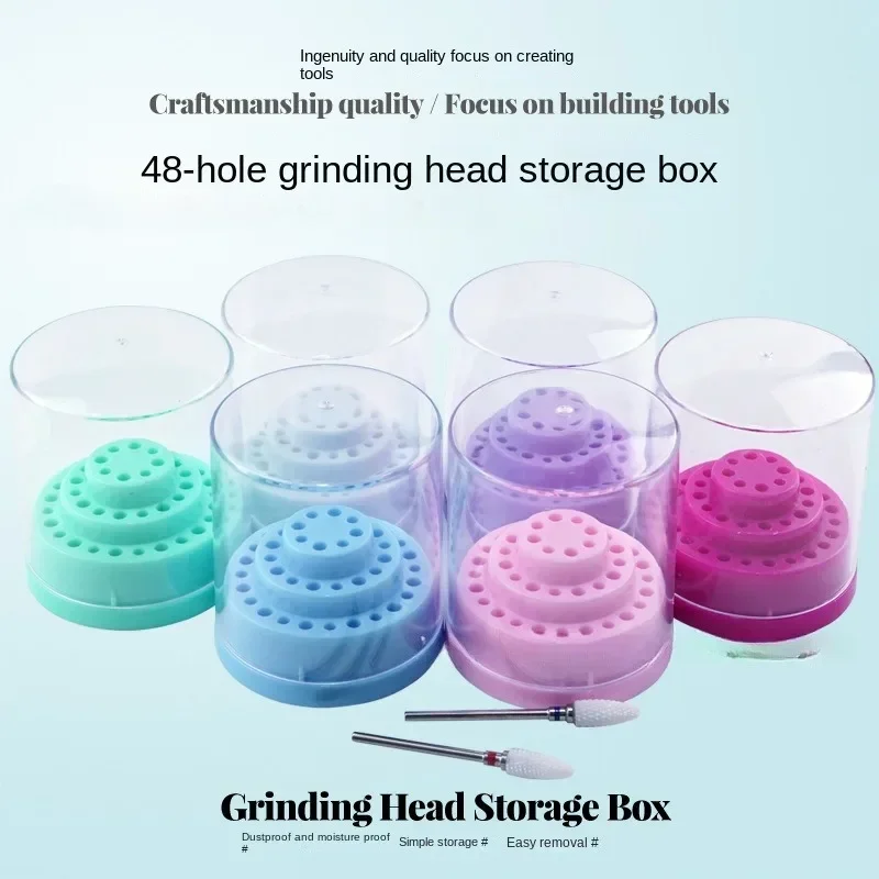 24/48 Holes Cutters Stand Container Nail Drill Bit Holder Care Case Manicure Organizer Empty Storage Box Nails Accessories