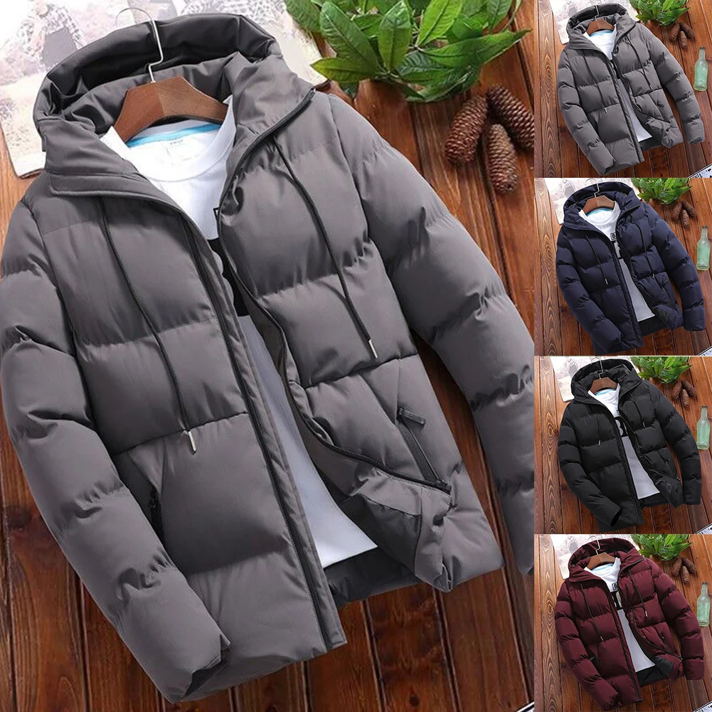 سترة سترة كاجوال سميكة ودافئة للرجال مع غطاء للرأس معطف سادة بأكمام طويلة للأعمال والارتداء اليومي في مواسم مختلفة #5