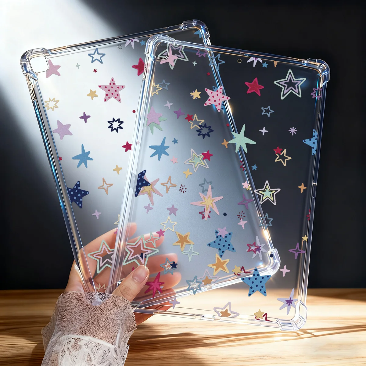 Aesthetic Colorful Stars Clear Tablet Case for Apple iPad Pro 12.9 2015 Air 13 11 2026 Mini 7 6 5 4 3 2 1 Pro 11 2024 2025 Air1