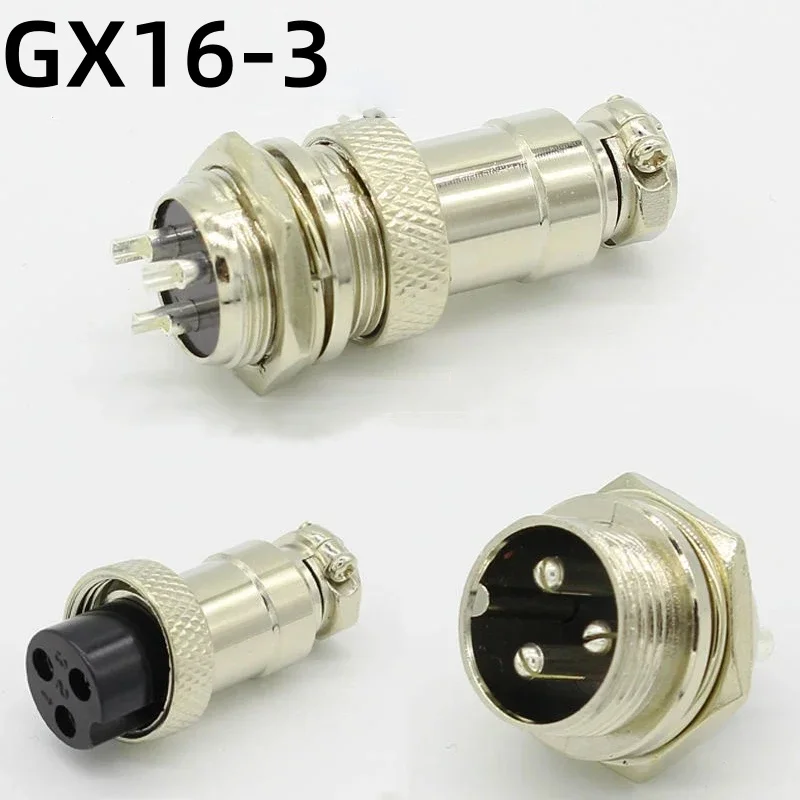1Set GX16 3 Pin Male&Female Docking Aviator Aviation Plug Rear Nut Socket Connector