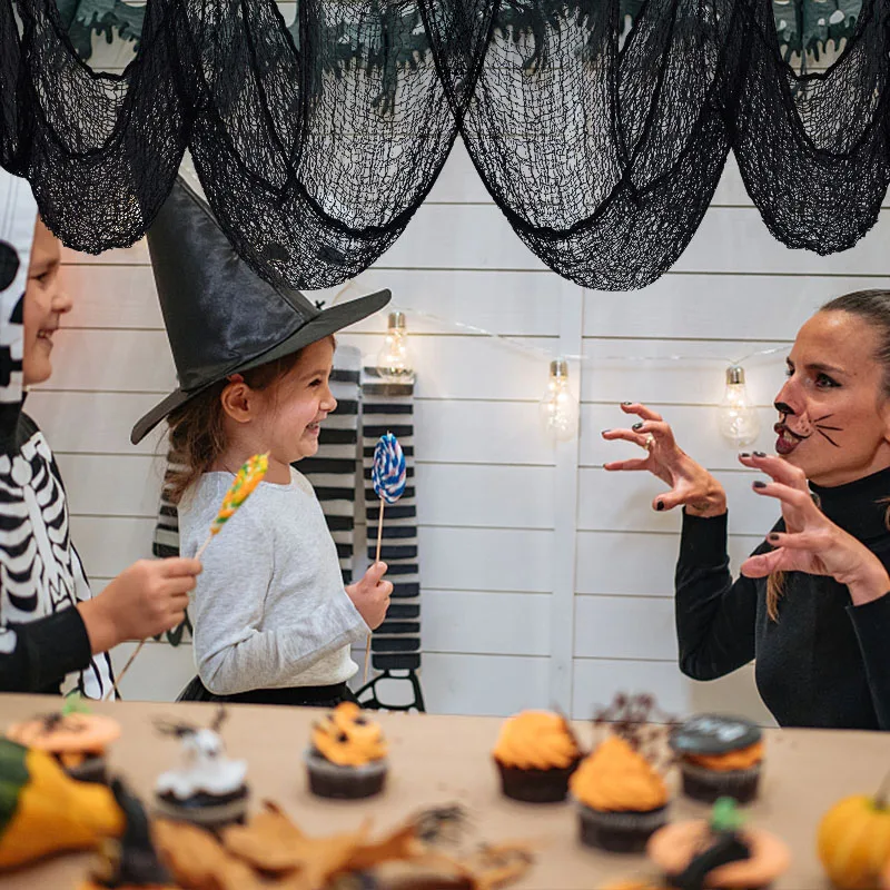 2M/4M Halloween-Dekorationen, schwarzes gruseliges Gaze-Tuch, Fenster, Tisch, Tür, Netz, gruseliges Kostüm, Party, Spukhaus, Wand, DIY-Dekoration – Detail 22