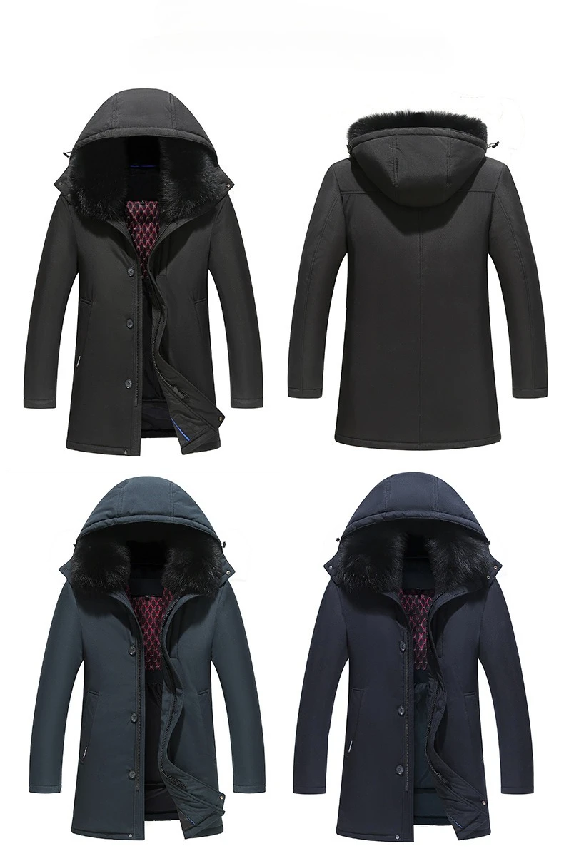 Men's Down Coat And Parkas Windbreaker Puffer Jacket Overcoat Winter Padding Man White Goose Down Jacket Removable Liner HXY1273