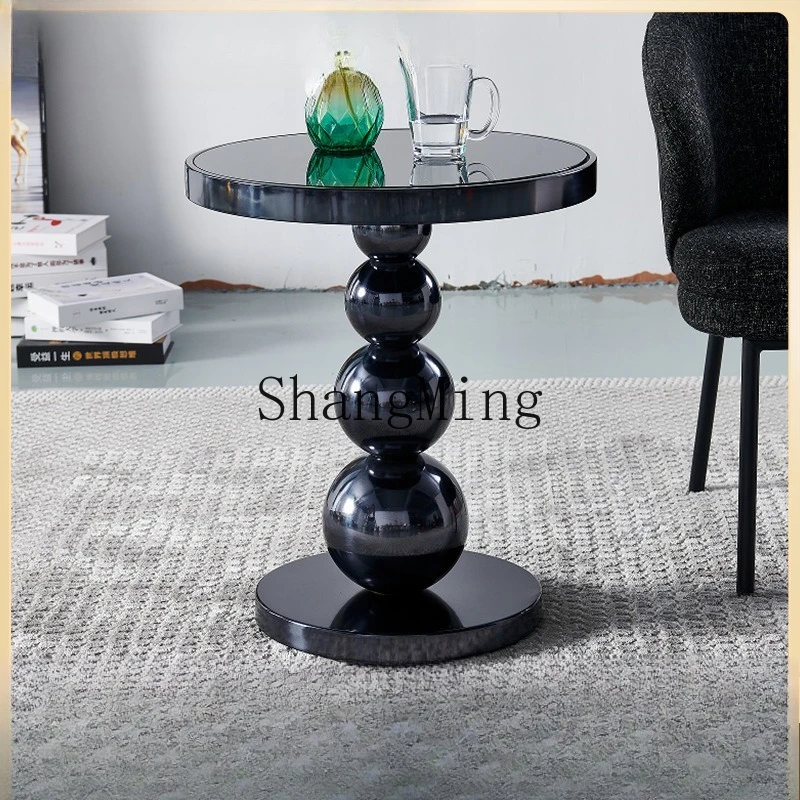 

SM retro round sofa side table solid wood small round table coffee table bedside shelf
