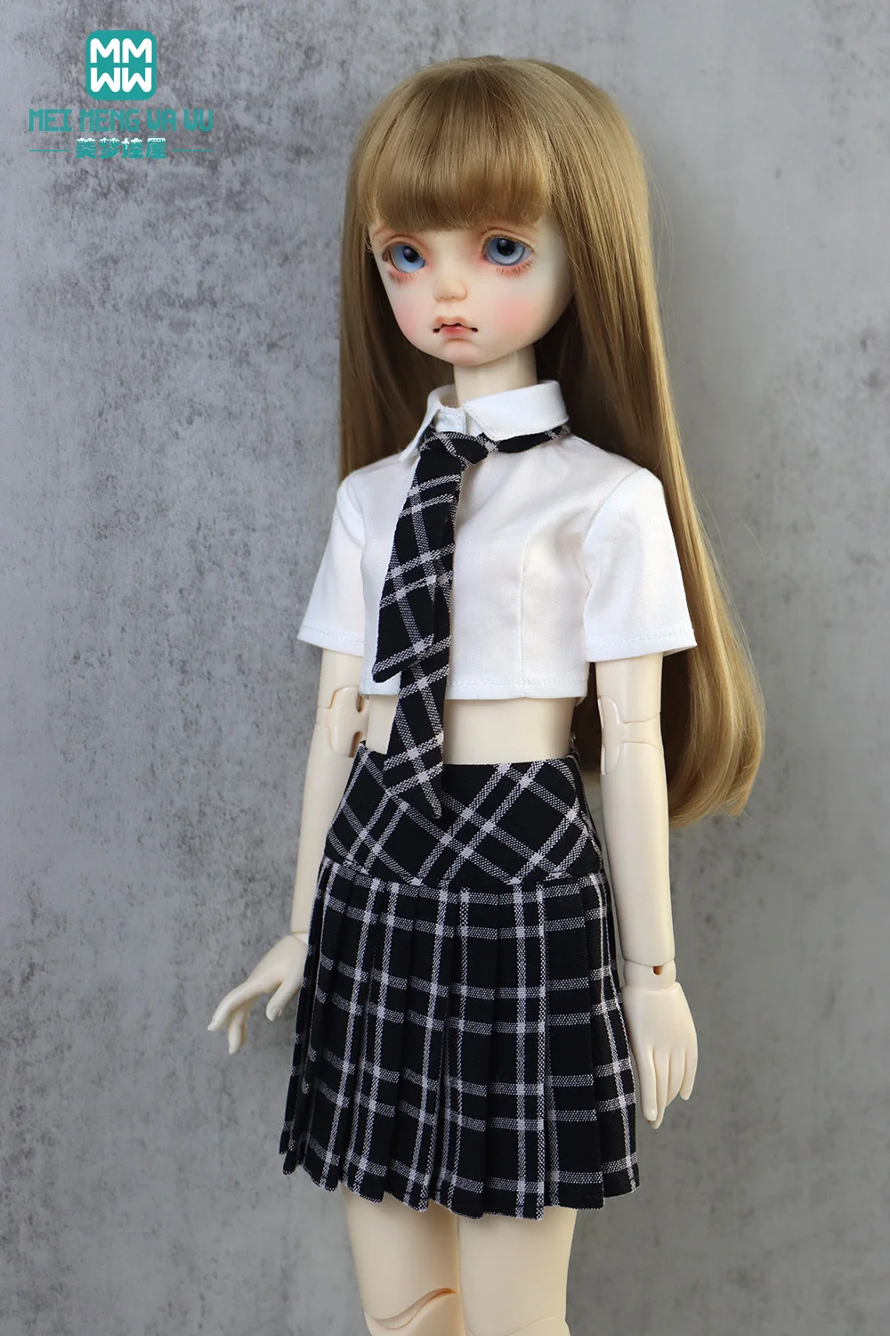 Bjd人形服43-60cm 1/4 1/3,関節式ボール人形,学校用制服スカート,プリーツスカート,半袖シャツ