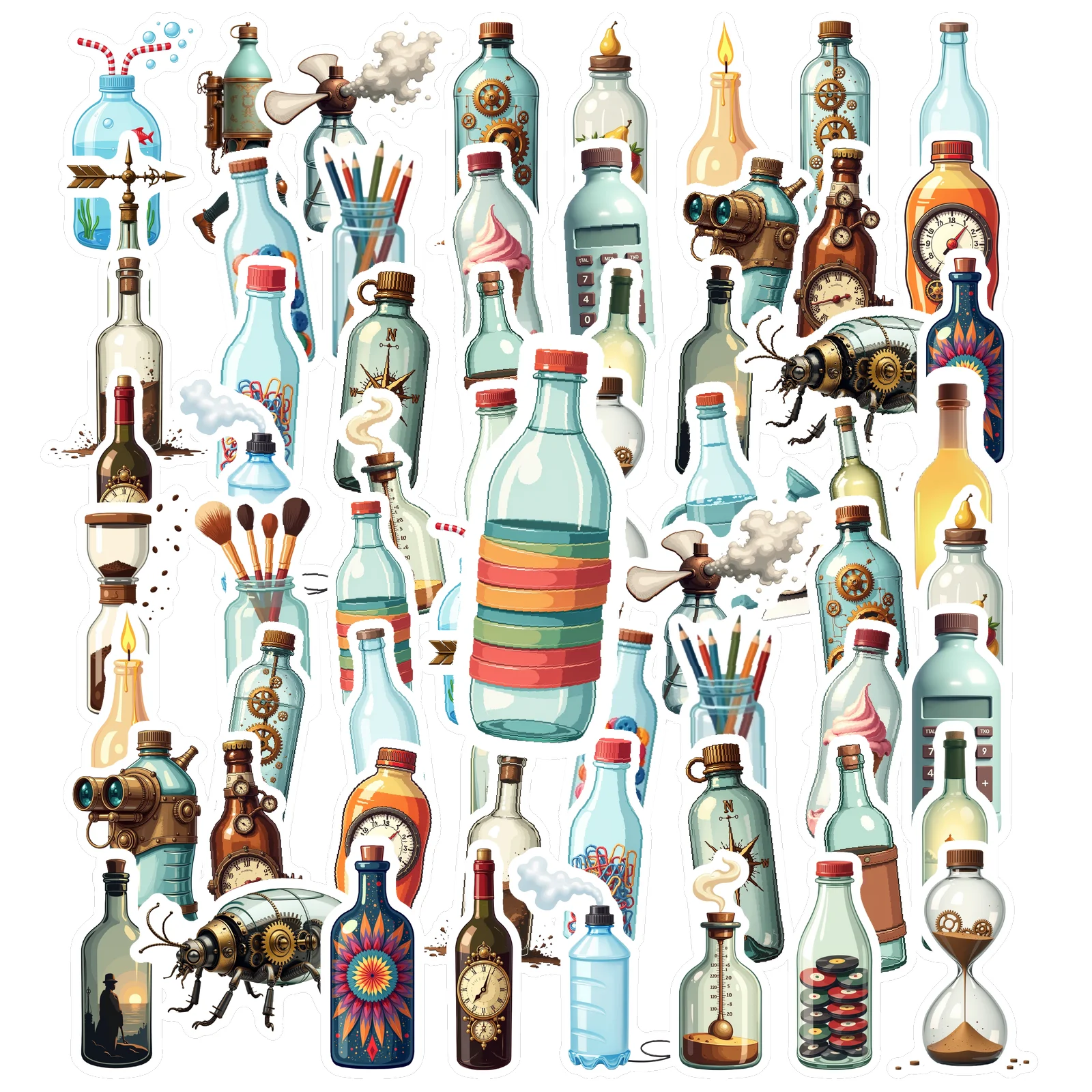 35pcs-70pcs Whimsical Stickers Vintage Graffiti Decals Stickers For Guitar Laptop Helmet Skateboard Suitcase Fridge