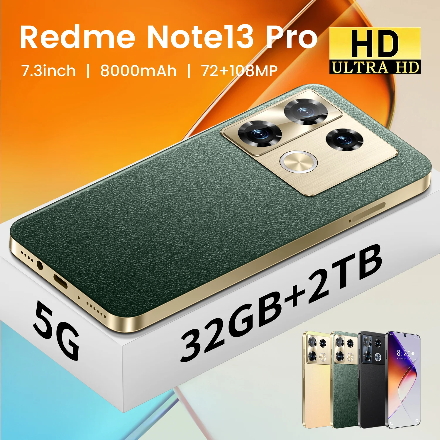 Redme Note 13 Pro Smartphone Original Mobile Phones Deals 7.3 inch Full Screen 4G 5G Cell Phone 8000mAh Brand New Phones Global