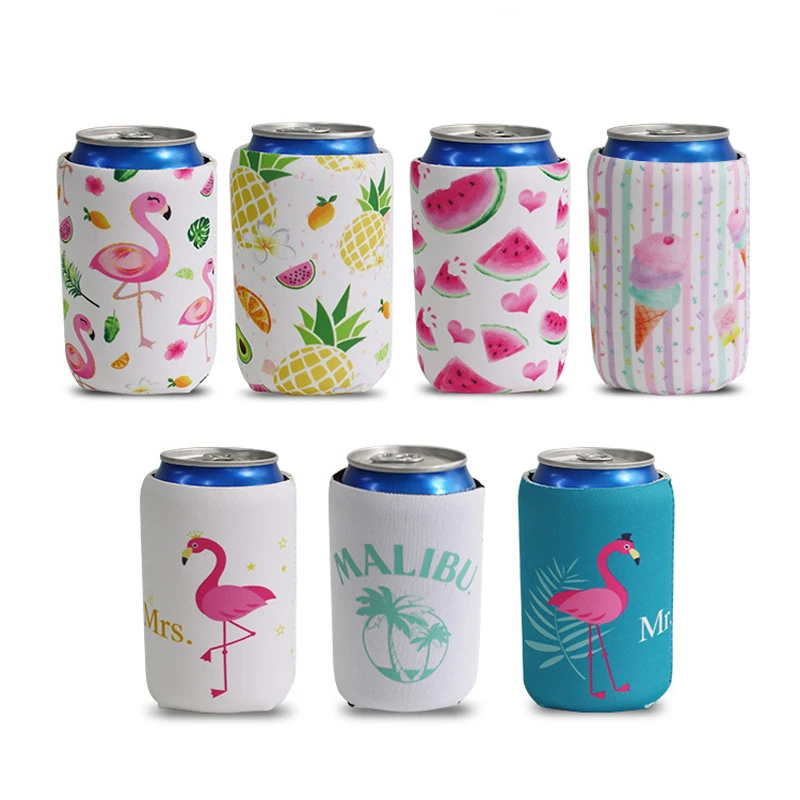 

100PCS Bulk Sublimation Beer Can Sleeves Covers Foldable Insulators Beer Holders Custom Logo Printings Supported