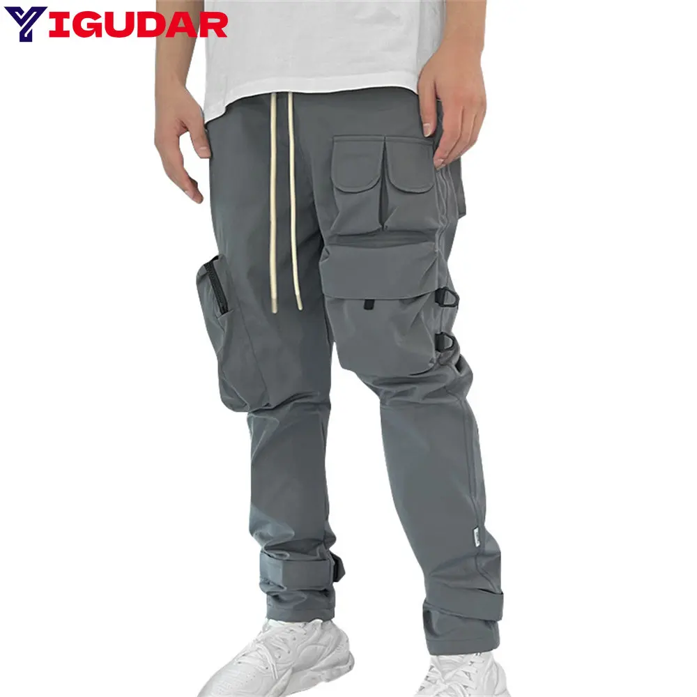 

Joggers Cargo Pants for Men Casual Hip Hop Hit Color Pocket Male Trousers Sweatpants Streetwear Ribbons Techwear Pants y2k