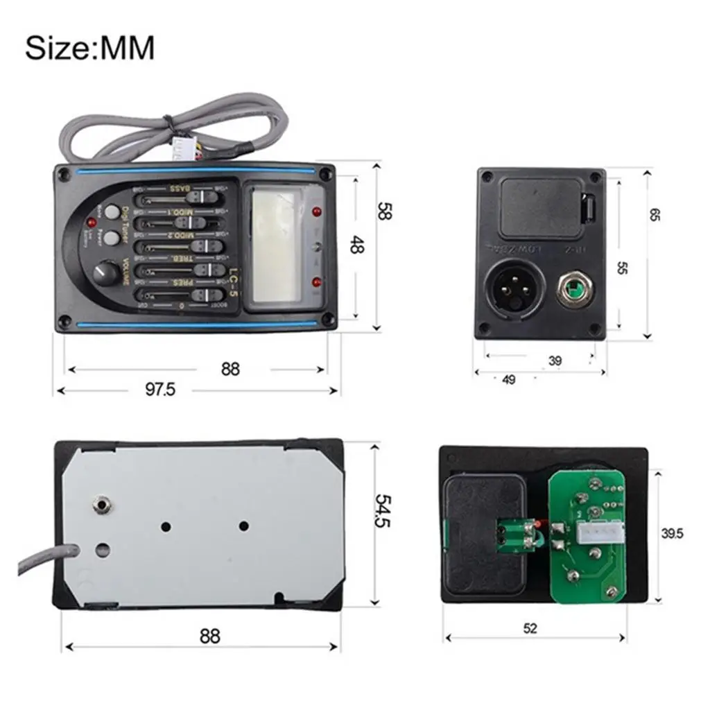 Equalizer 5 Band Piezo Pickup Active Preamp Tuner LCD Display Acoustic Guitar Soundhole Pickup for Guitar Accessories view 6