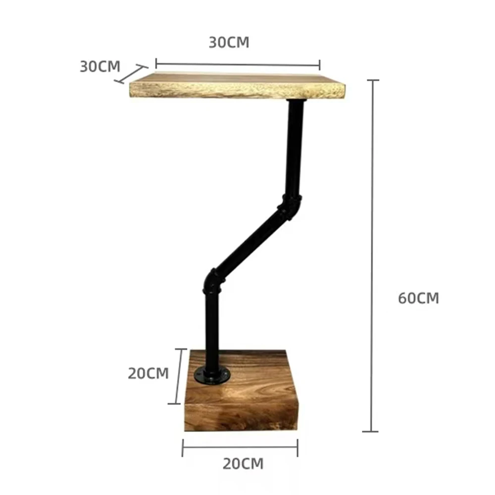 Retro Style Solid Wood Side Table Modern Small Coffee Table Home Living Room Bedside Table Rural Metal Wooden Furniture