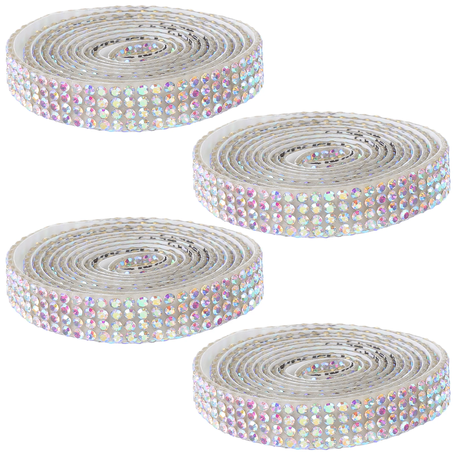 

4Pcs Rhinestone Ribbon Strip Self Adhesive Sparkling Tape for Gift Wrapping Clothing Crafts Jewelry Making