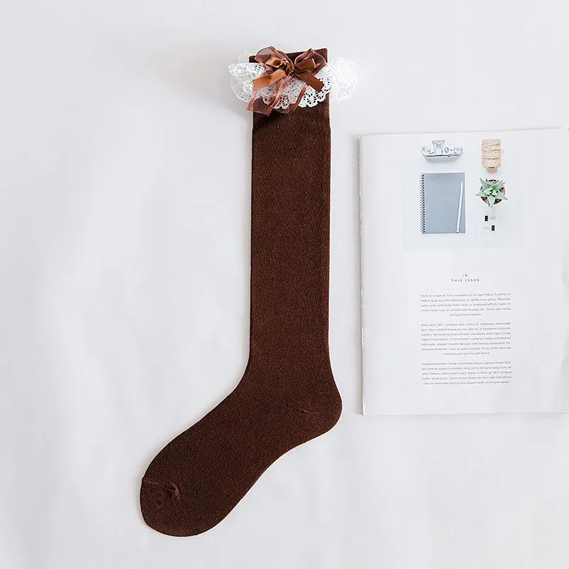 

Princess Style Mid-Calf Socks with Lace Knot Design for Children Autumn Winter New Arrival Lolita Pattern