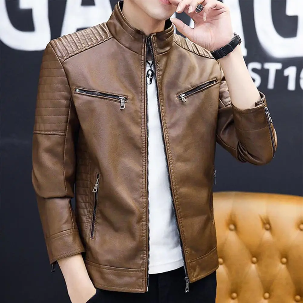 Motorcycle Jacket Men Jacket Vintage Biker Coat for Men Durable Warm Jacket for Outdoor Daily Wear