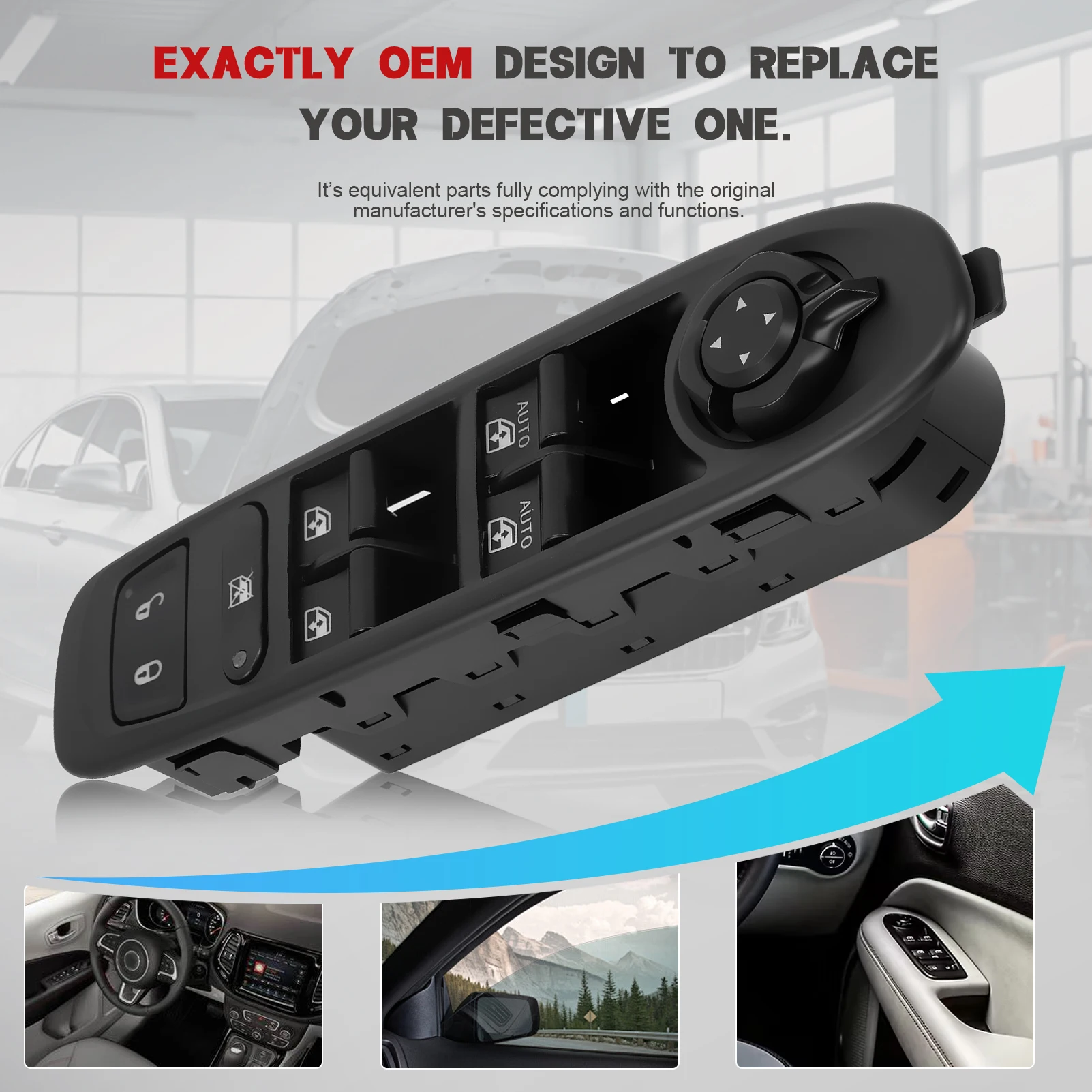 

Кнопка управления переключателем окна передней левой двери со складной сборкой 6BZ27LXHAA для Jeep Compass 2017-2021