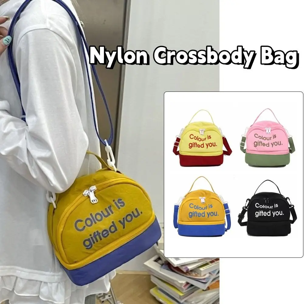 

Fashion Letter Shell Shoulder Bag Contrast Color Handheld Nylon Crossbody Bag Light Weight Korean Style Women's Handbag Outdoor