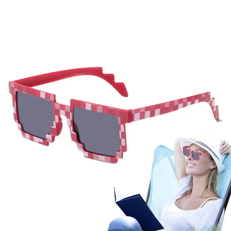 Pixelated Sunglasses 8-bit Pixel Mosaic Goggles Pixel Glasses Pixelated Theme Sunglasses For Kids Adults Birthday Party Favors