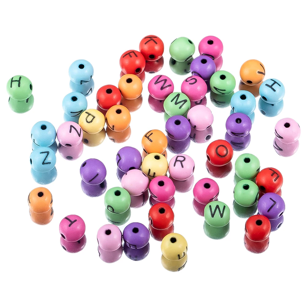 

50/100Pcs 7mm Mix Color Acrylic Round Letter Charms Loose Beads Resin Beads DIY Jewelry Making Bracelet Accessories Wholesale