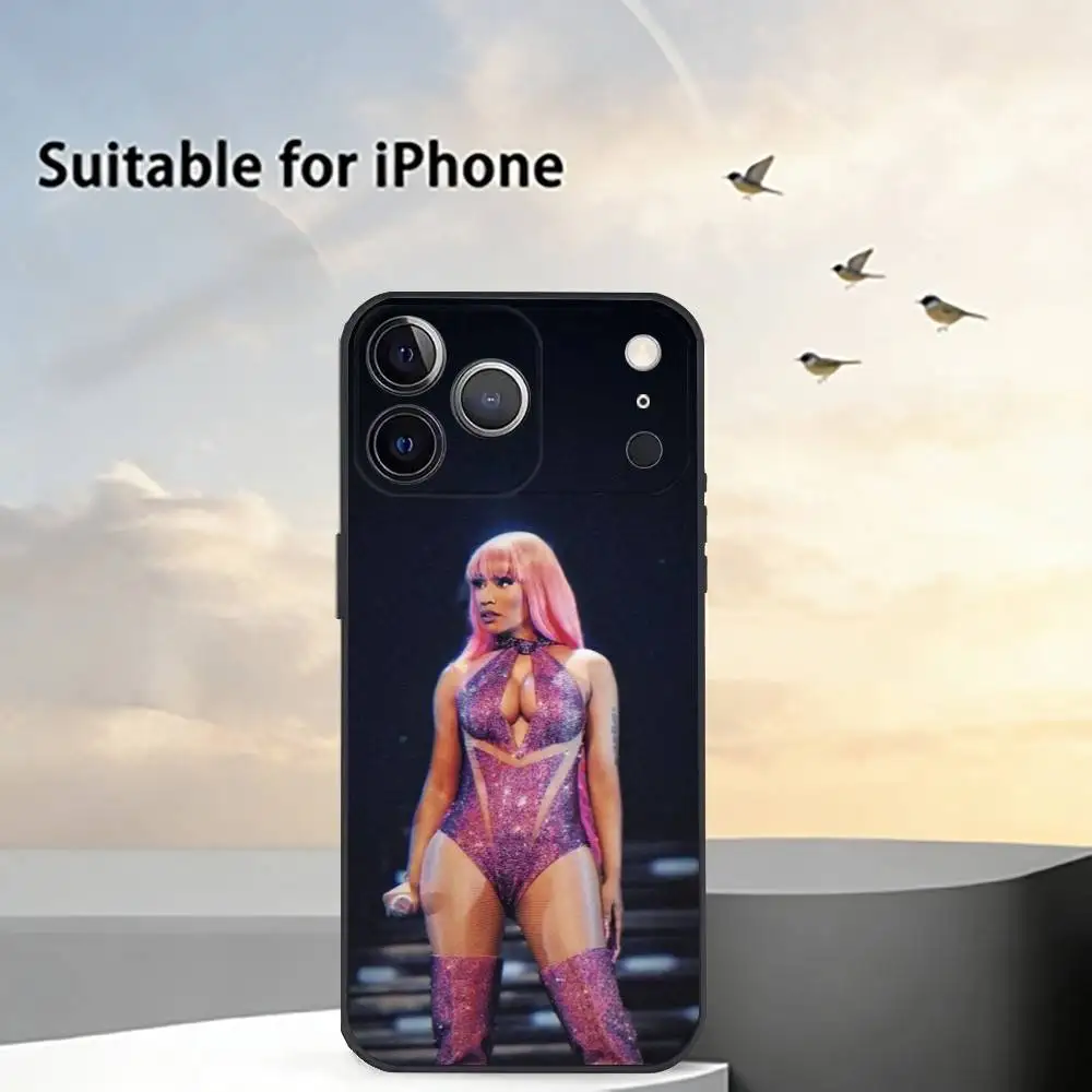 Nicki Minaj R-Rapper Phone Case For iPhone 17,16,15,14,13,12,11 Plus,Pro Max,XS,Soft Silicone Black Cover