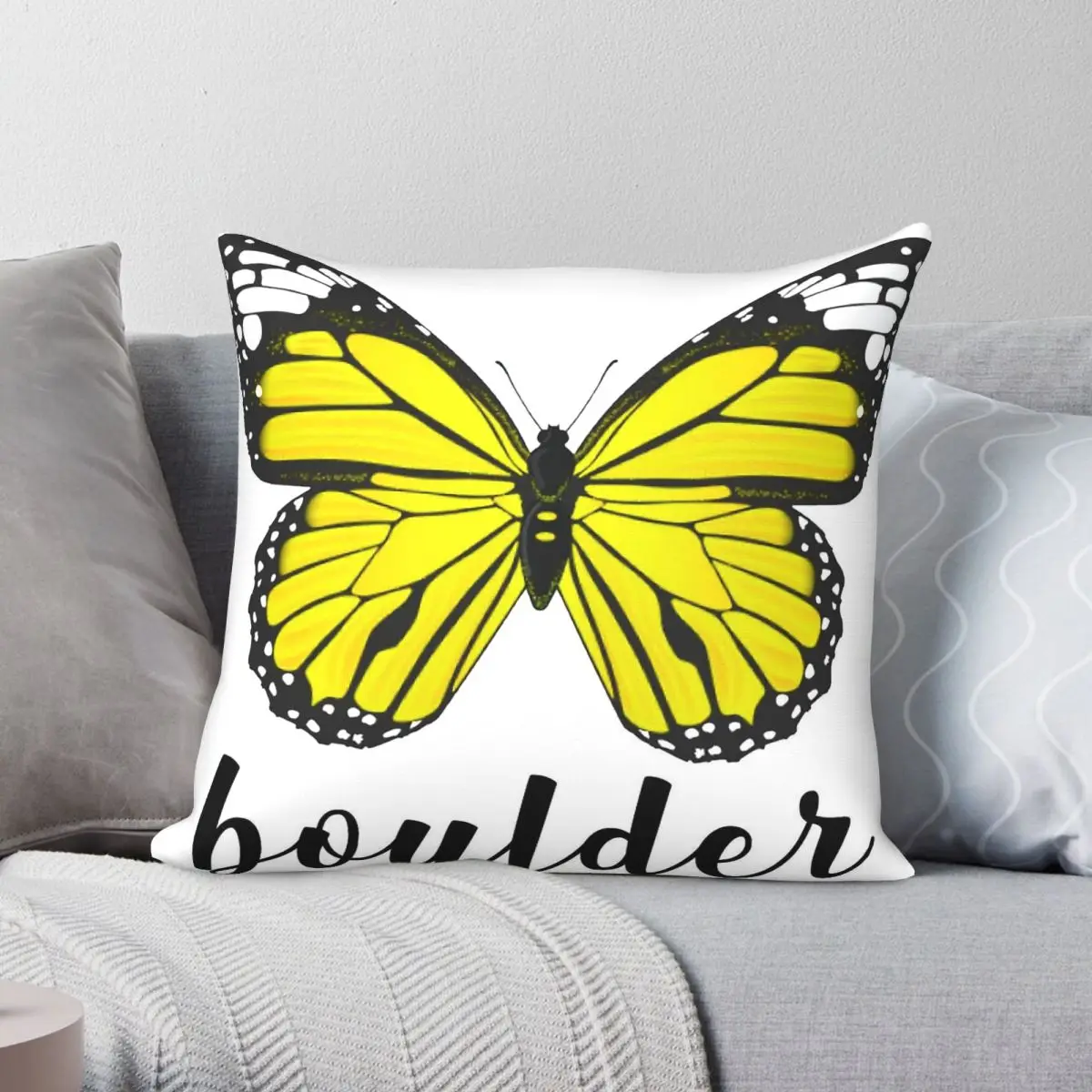 Boulder Butterfly Pillowcase Polyester Linen Velvet Printed Zip Decor Pillow Case Bed Cushion Cover