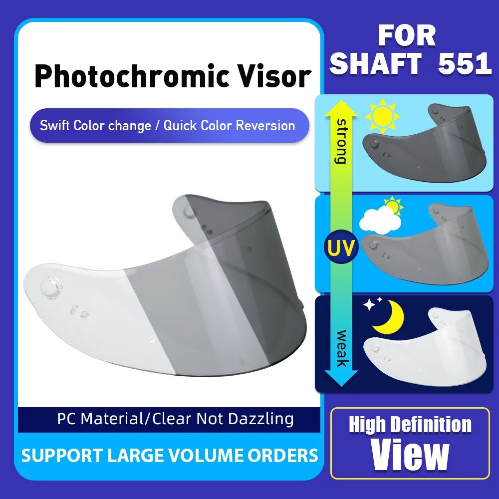 Photochromic visor For Shaft 551 Helmet Chrome Viewfinder Electroplated Lenses Helmet Glass Viewe