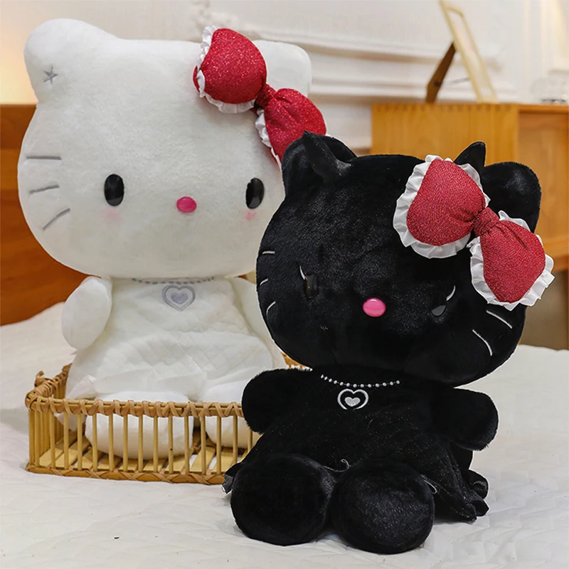 

Sanrio плюшевый ангел-дьявол пара Kawaii Hello Kitty мягкая игрушка-подушка для детей подарок на день рождения и Рождество украшение для гостиной