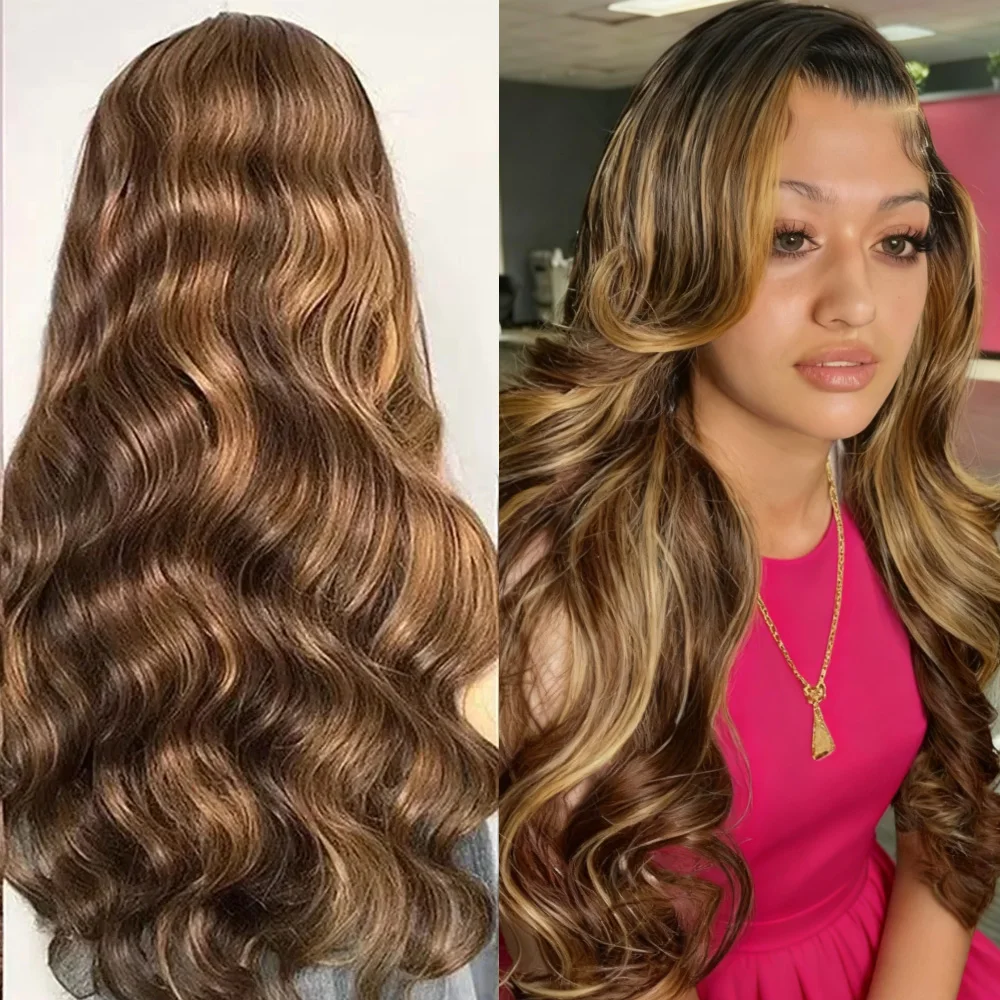 

220% Density P4/27 Highlight Body Wave Wigs 13x6 HD Lace Front Human Hair 13x4 Transparent Lace Wigs 100% Human Hair Pre Plucked