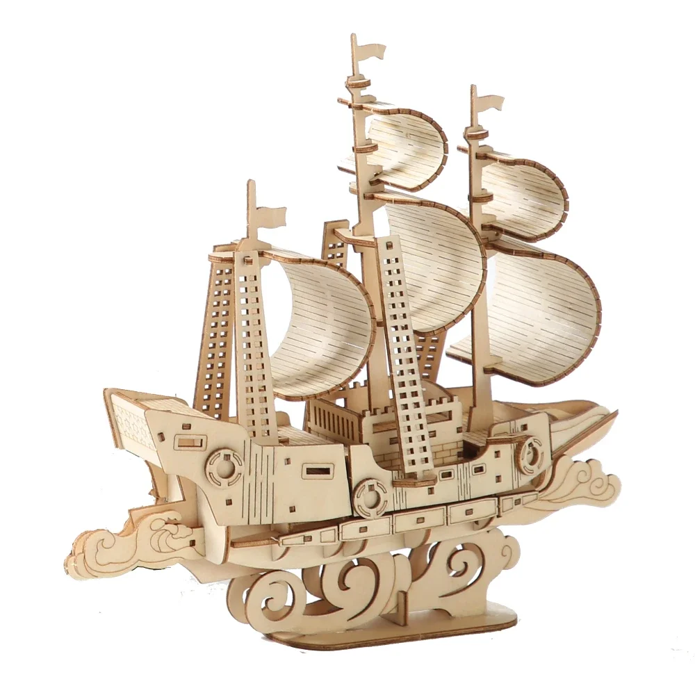 3D Retro Ship Wooden Puzzles Kits Assemble Building Blocks Set Cruise Boat for Teens Adults DIY Collection Models Gift To Build