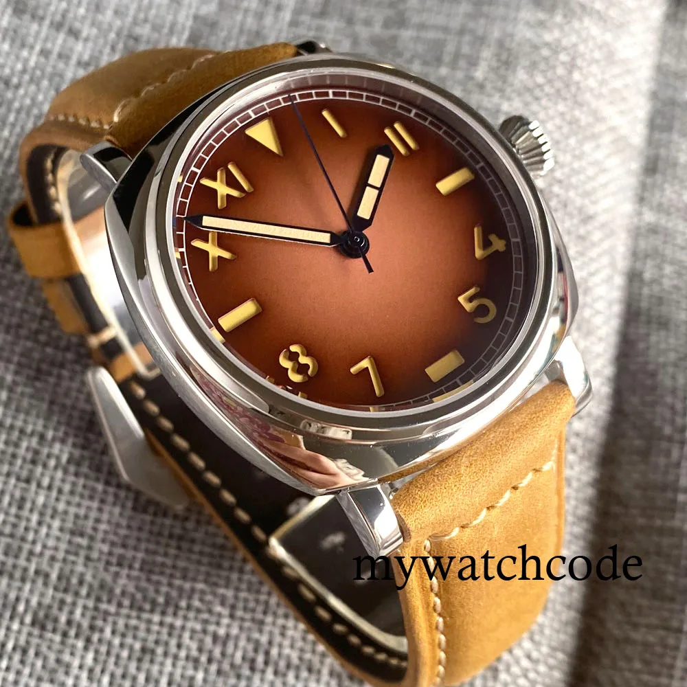 Diving Coffee Square California Dial Miyota8215/Asia 2824 Mechancial Men's Watch Sapphire Crystal Vintage Sterile Clock Reloj