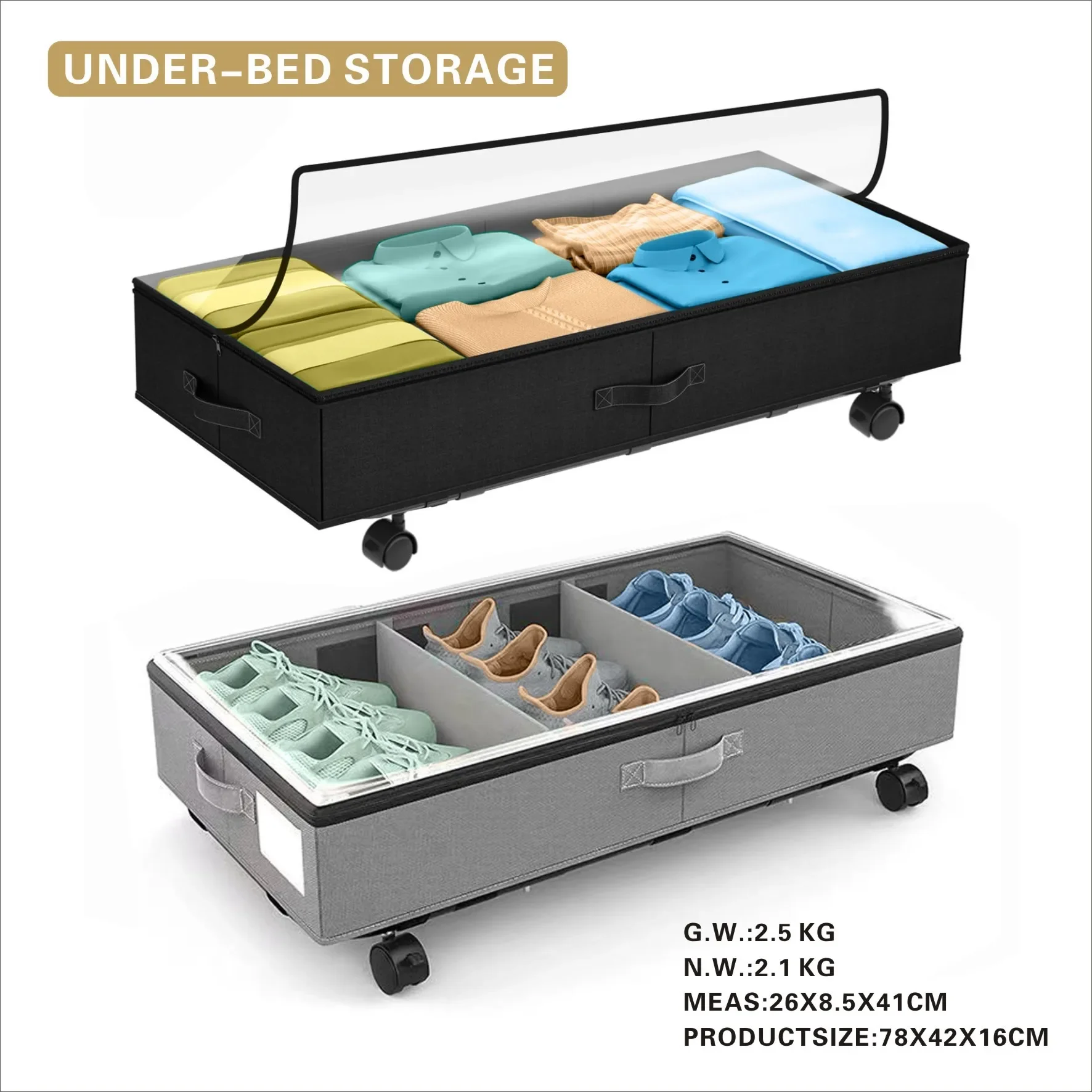 Under-Bed Storage Box With Wheels, Organizers Storage,Organizadores