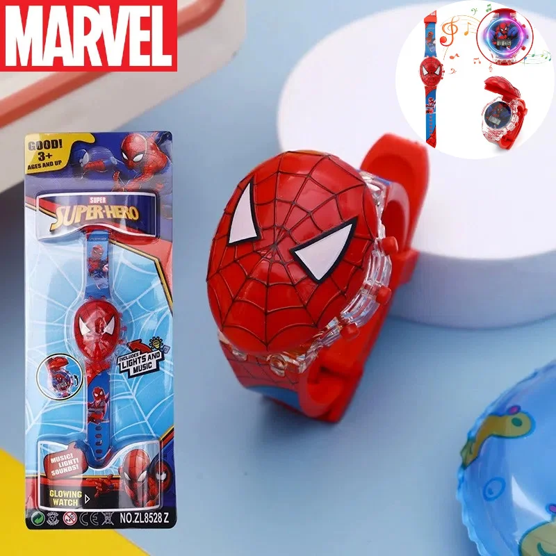 Cartoon Deformation Flip Light Music Watch 21 Projection Toy Marvel Spider-Man Iron Man, Flash Children'S Toy Gift Watch