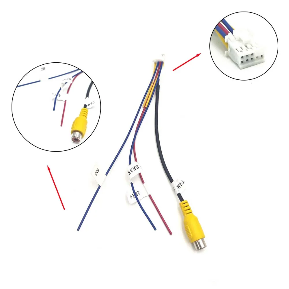 RCA Reversing Rear View Cable Adaptor Car Stereo Audio DVD Radio Monitor 10Pin Connector for Rear View Backup Camera