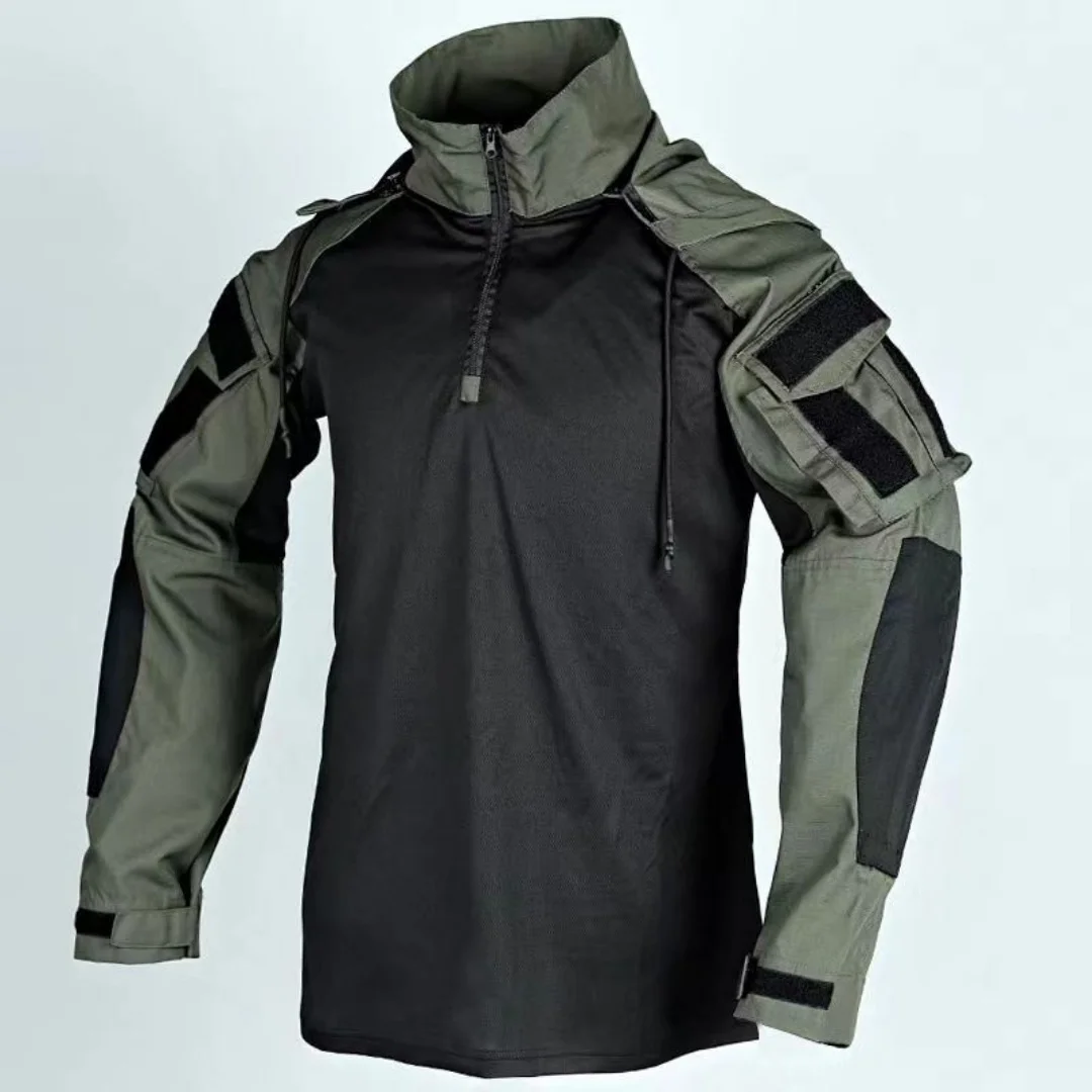 

Outdoor Military Men Long Sleeve Breathable T-shirt Camo Hooded Quick-dry Treking Fishing Military Combat Pullover Tops Tees