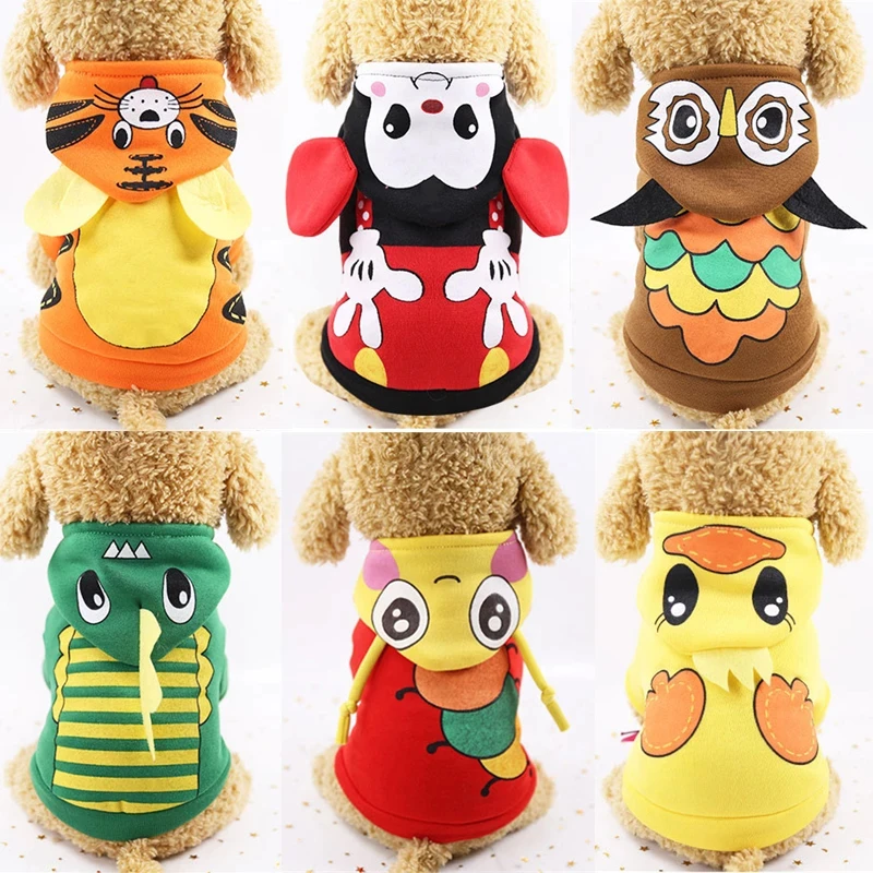 Cartoon Winter Dog Clothes Halloween Dog Costume Small Dog Coat Warm Puppy Clothes Soft Dog Hoodie Coat Pet Cosplay Clothing