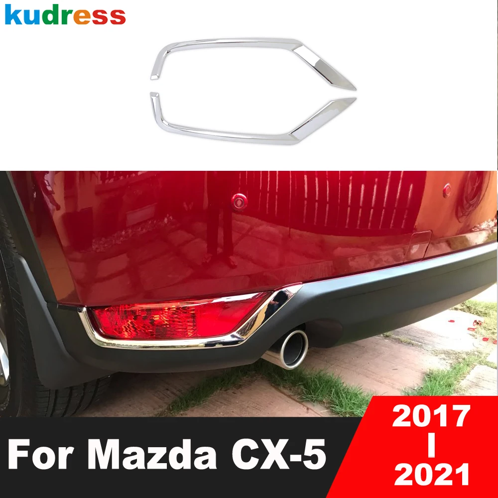 Rear Fog Light Lamp Eyebrow Cover Trim For Mazda CX-5 CX5 KF 2017-2021 Chrome Car Tail Foglight Eyelid Molding Strip Accessories