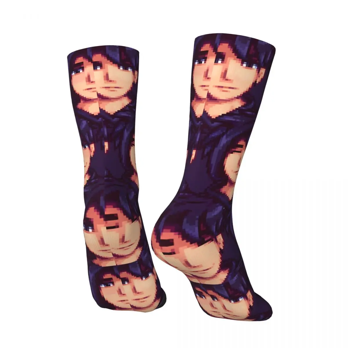 Funny Crazy  Sebastian Sock for Men Hip Hop Harajuku Stardew Valley Happy Quality Pattern Printed Boys Crew Sock Novelty Gift