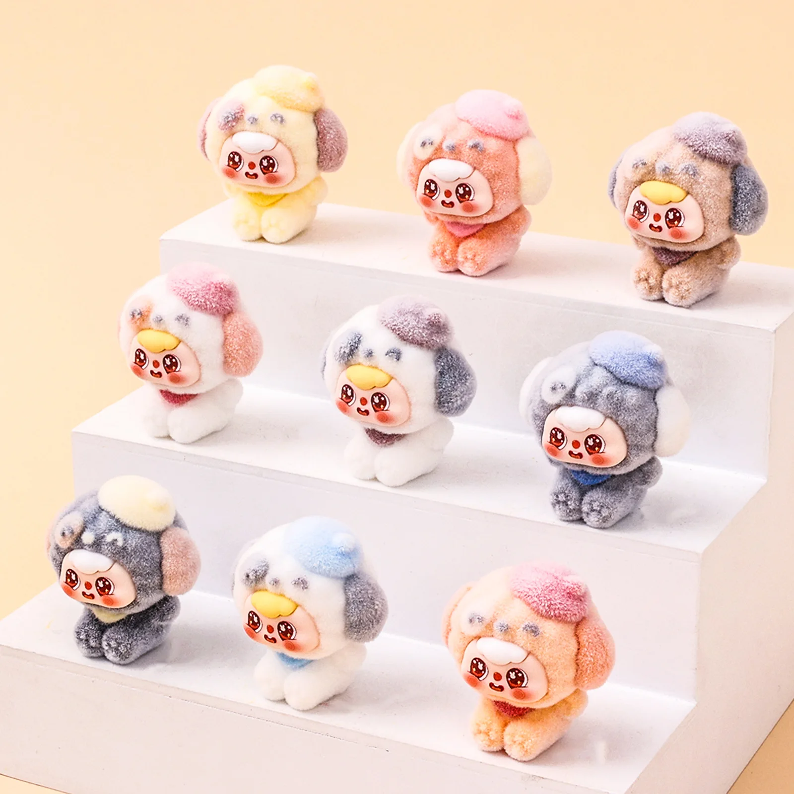 

9 pieces cute bean bag dog series figurines for tabletop, living room small ornaments, suitable for DIY keychains or as gifts