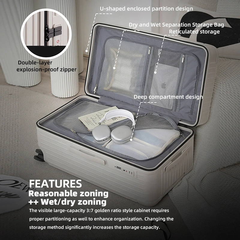 Koper Plastik Proses Baru 20-inci Bagasi Kabin 28-inci Koper Troli Tebal Kapasitas Besar Tas Perjalanan dengan Kunci Sandi