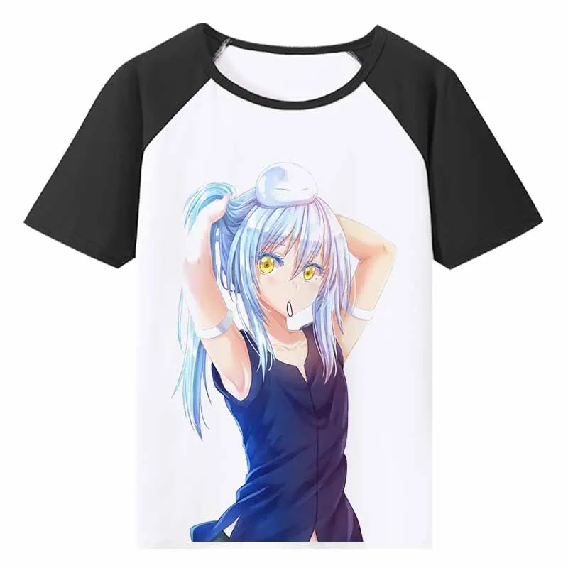 Anime That Time I Got Reincarnated As A Slime Raglan T Shirt Vintage Patchwork Graphic Tee Short Sleeve Casual Streetwear Tops