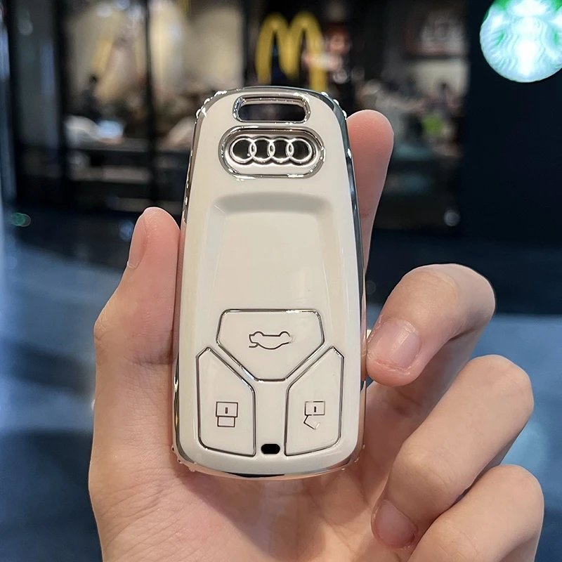 أودي سبائك الزنك A4 B9، A5، A6L، A6، S4، S5، S7، 8W، Q، 4MQ5، TTS، RS نمط سيارة رياضية TPU غطاء حماية لمفتاح السيارة عن بعد #5