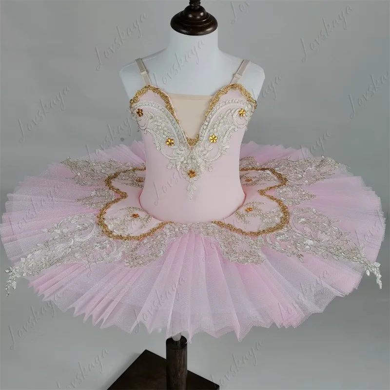 Strój do baletu dla dzieci - Sukienka TUTU bez ramiączek z bufkami dla dziewczynek - Strój na występ Łabędzie Jezioro