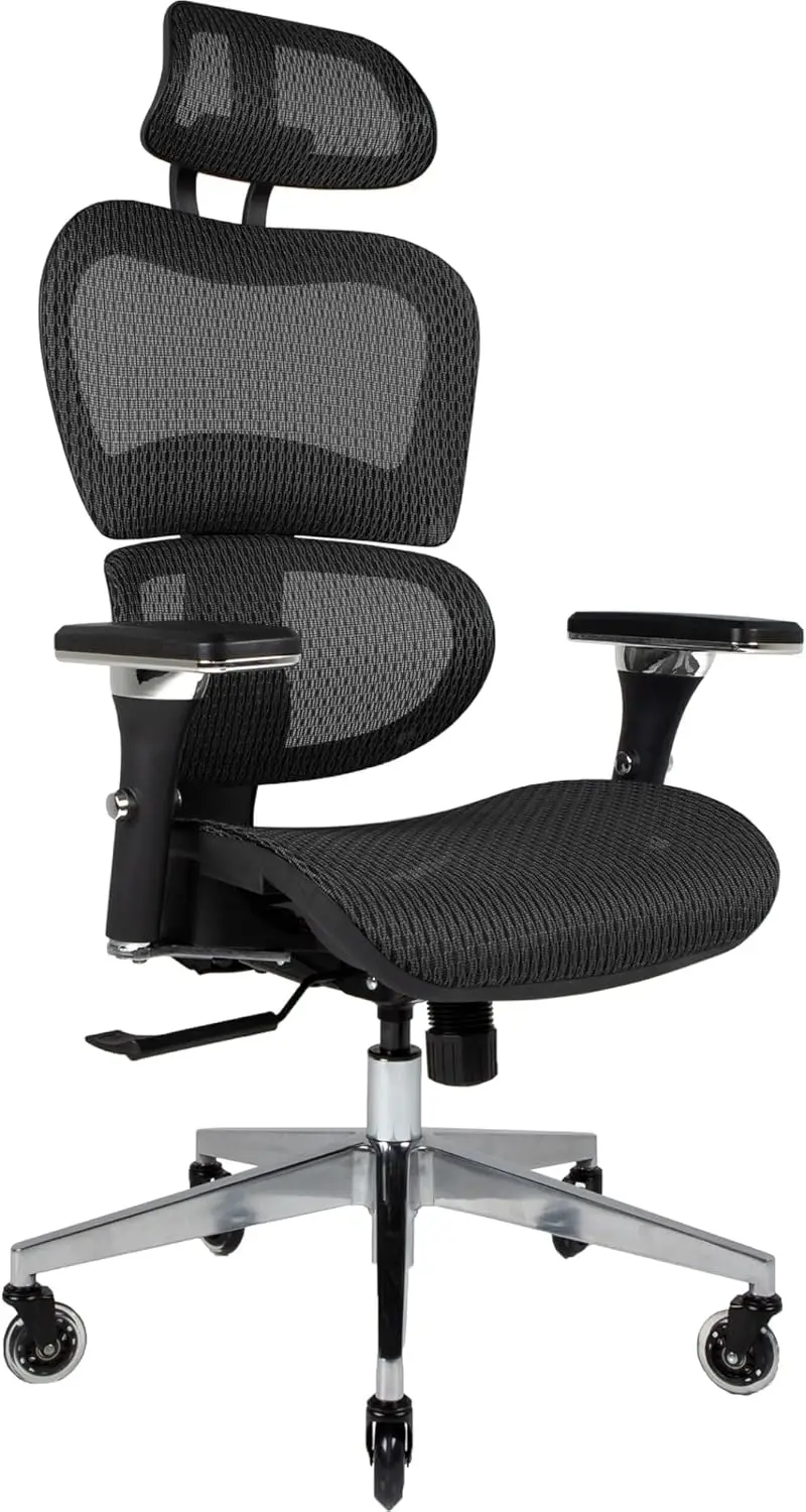 

3D Ergonomic Office Chair Lumbar Support Mesh Office Chair with 4D Adjustable Armrest, Adjustable Headrest and Wheels