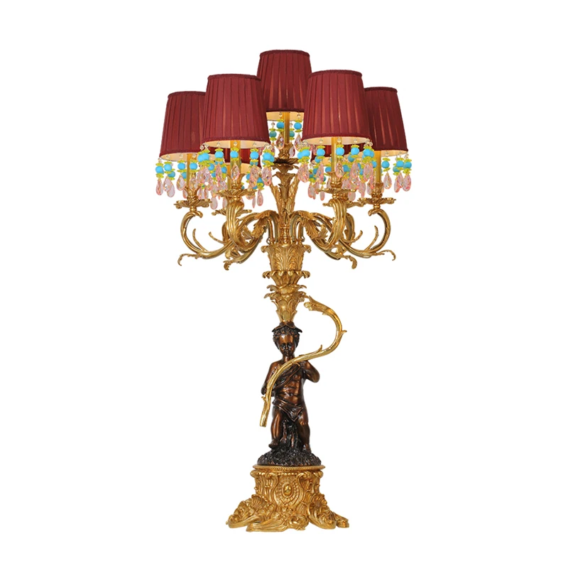 

French Royalty Lighting Entrance Console Antique Bronze Table Lamp Hotel Victorian Lamp Midcentury Lamp