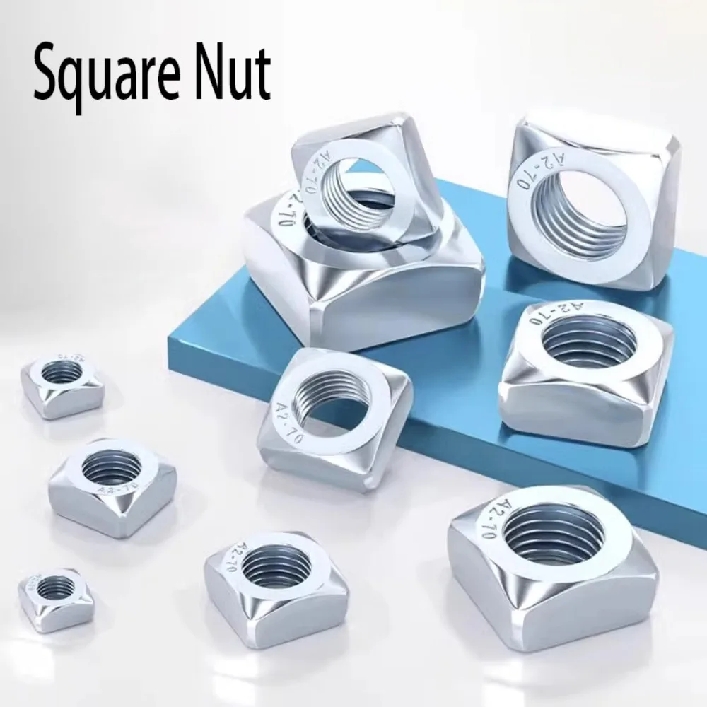 A set of 150 square nuts, including four sizes (M4, M5, M6, M8) in combination, suitable for machine fasteners.