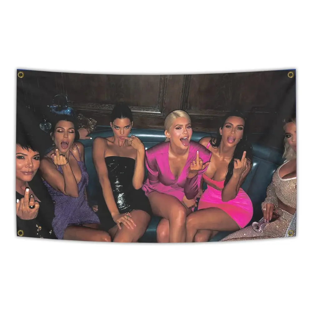 Kylie Jenner Birthday Party Middle Finger Flag Tapestry Funny Dorm Hanging Cool Flags Durable Fade Proof Digital Printing