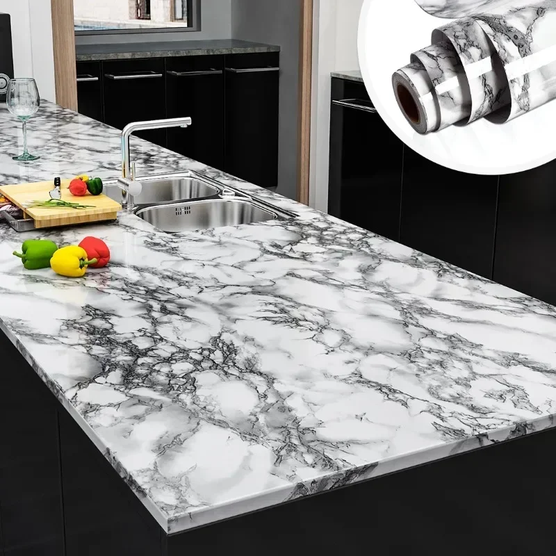 

PVC Self-adhesive Kitchen Waterproof And Oil Proof Marble Decal Cabinet Stove Top Desktop Refurbished Wallpaper