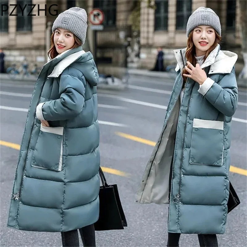 Women 2023 New Winter Coat Jacket Women Puffer Jacket Korean Hooded Long Ladies Over-the-knee Cotton Parkas Jacket