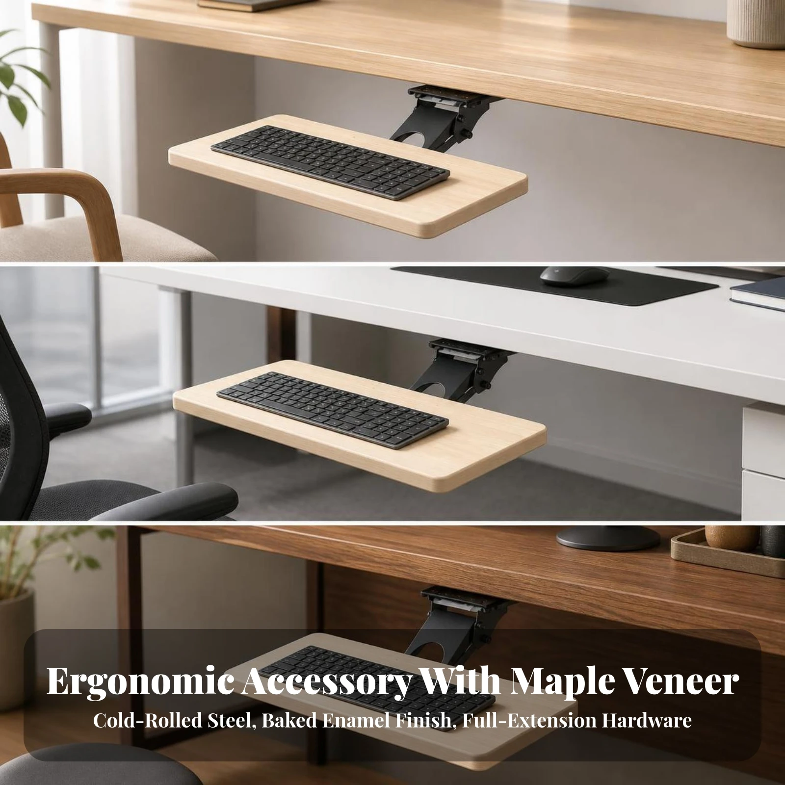 Under Desk Keyboard Tray Space-Saving Keyboard Tray with Slide Rail Furniture Accessory Heavy Duty Smooth for Office Workers